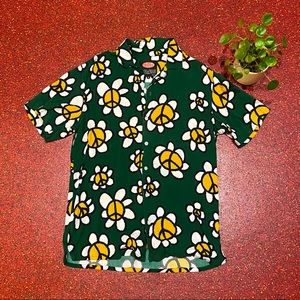 Petals and Peacocks retro pattern shirt